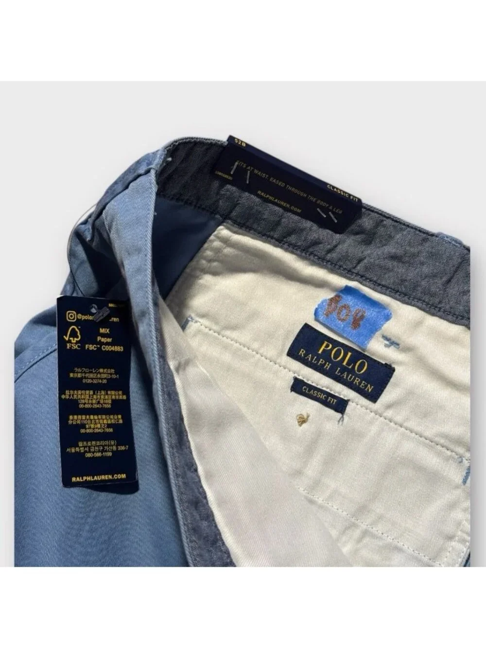 NWT Polo Ralph Lauren Men's 52 Big & Tall Shorts Stretch Classic Fit Chino Blue